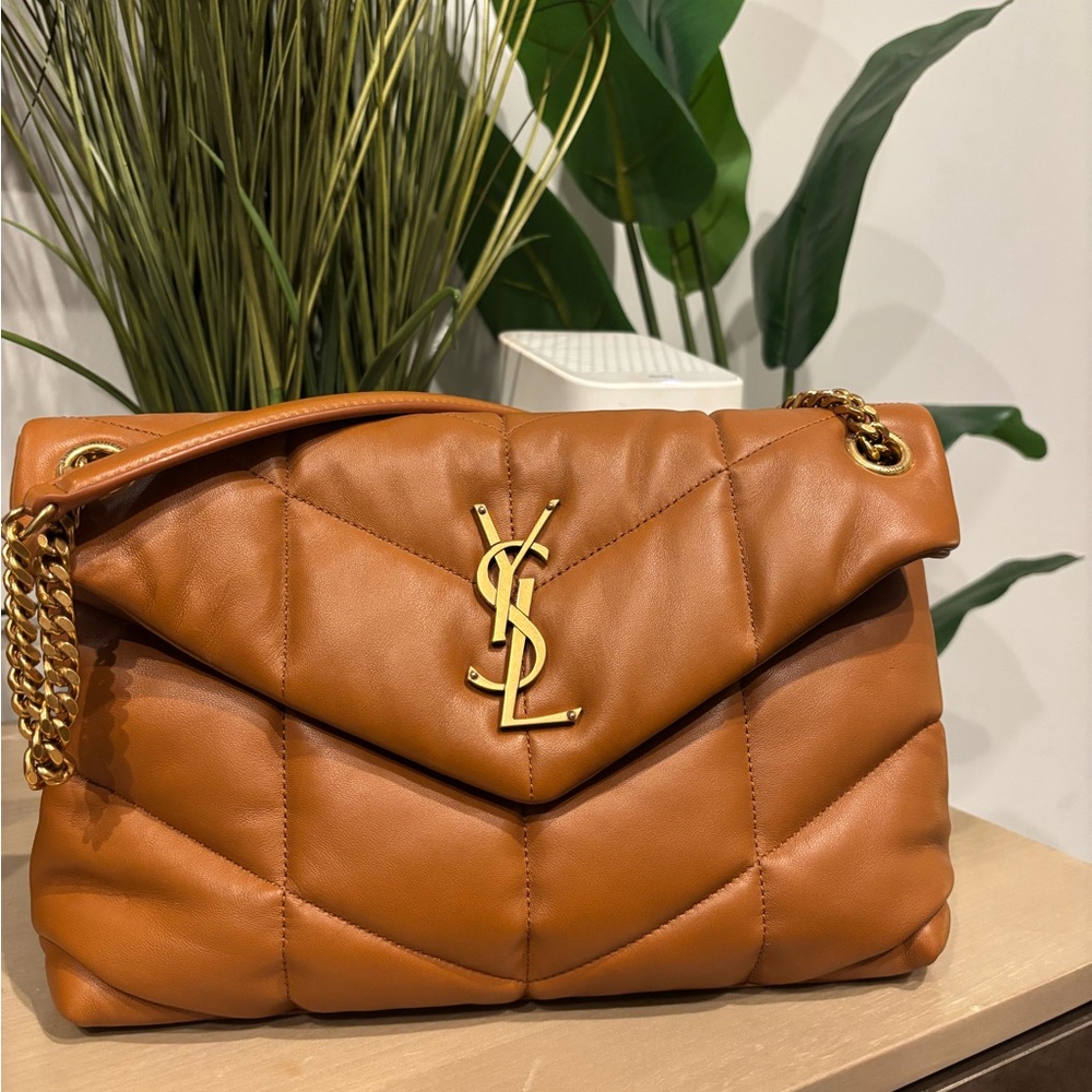 Yves Saint Laurent Dark Honey Puffer Quilted Shoulder Bag